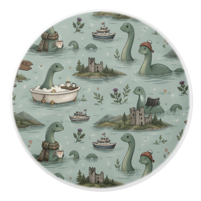 Loch Ness Monster  Ceramic Knob (Front)