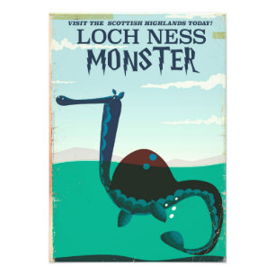 Loch Ness Monster funny travel poster