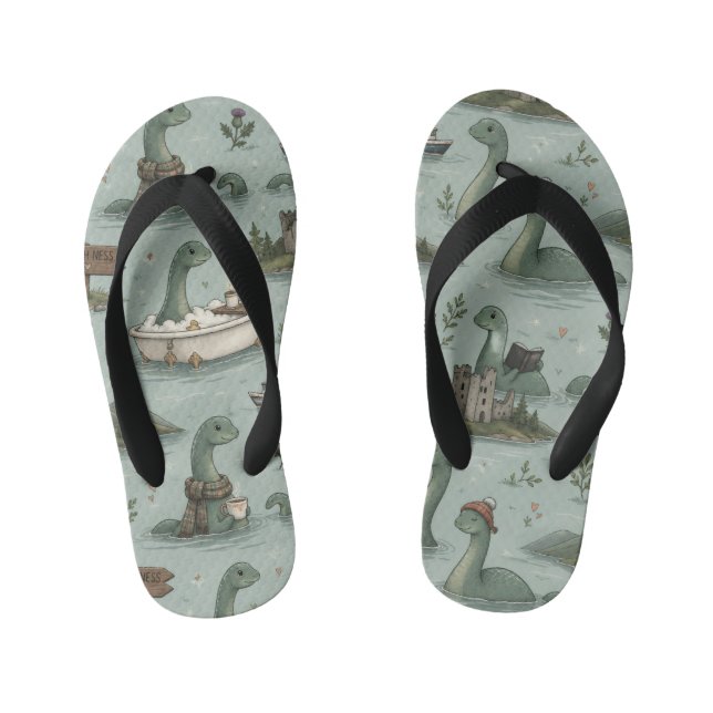 Loch Ness Monster  Kid's Jandals (Footbed)