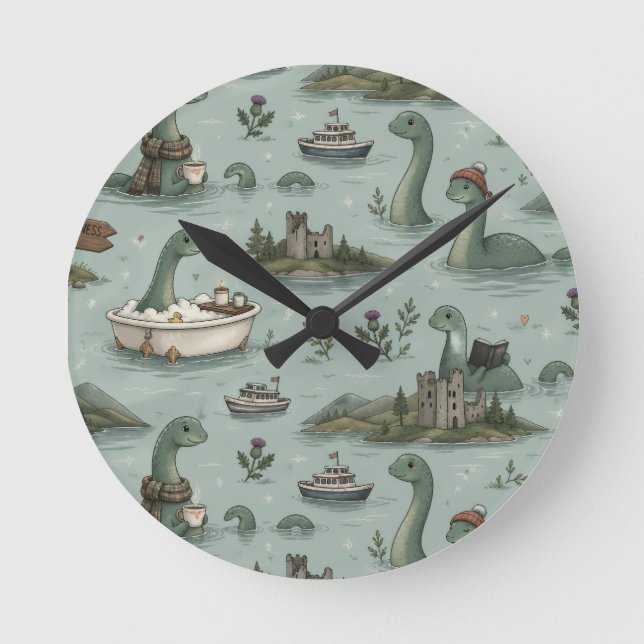 Loch Ness Monster  Round Clock (Front)