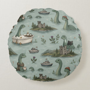 Loch Ness Monster Round Cushion