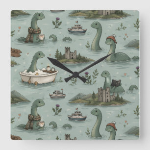 Loch Ness Monster  Square Wall Clock