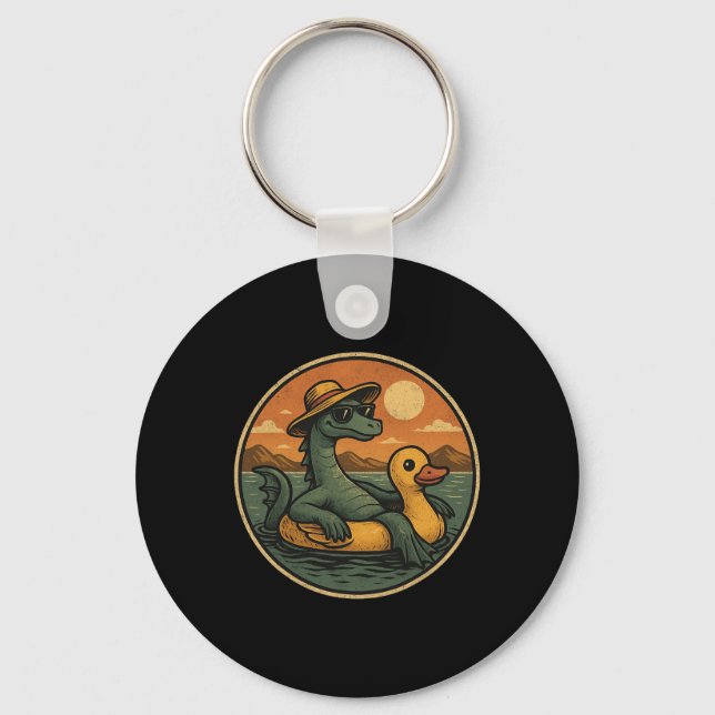 Loch Ness Monster Summer Vacation Float Retro Grap Key Ring (Front)