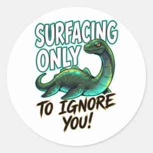 Loch Ness Monster Surfacing Only Funny Cryptid Classic Round Sticker