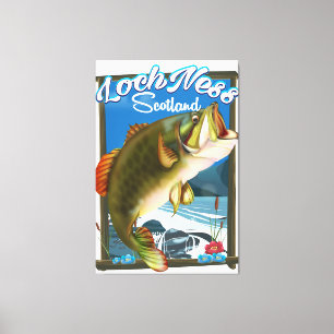 Loch Ness Scotland Fishing travel poster Canvas Print