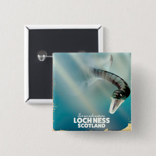 Loch Ness Scotland monster vintage travel poster 15 Cm Square Badge
