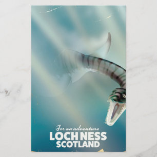 Loch Ness Scotland monster vintage travel poster Stationery