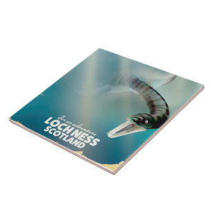 Loch Ness Scotland monster vintage travel poster Tile