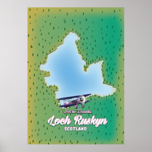 Loch Ruskyn Scotland map Poster