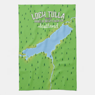 Loch Tulla Scotland Travel poster Map Tea Towel