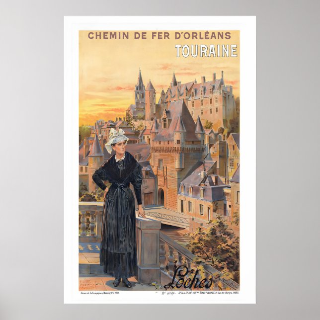 Loches Touraine France Vintage Travel Poster (Front)