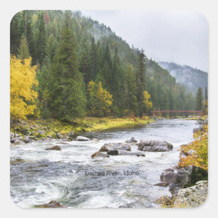 Lochsa River, Idaho, scenic photograph, Square Sticker