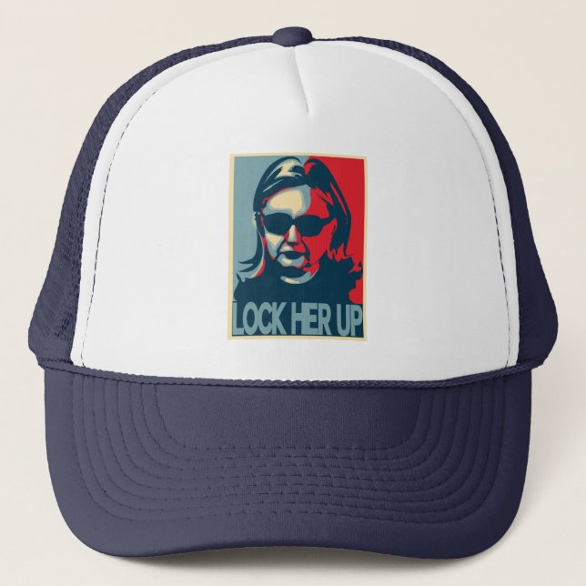 LOCK HER UP Anti-Hillary Clinton Trucker Hat (Front)