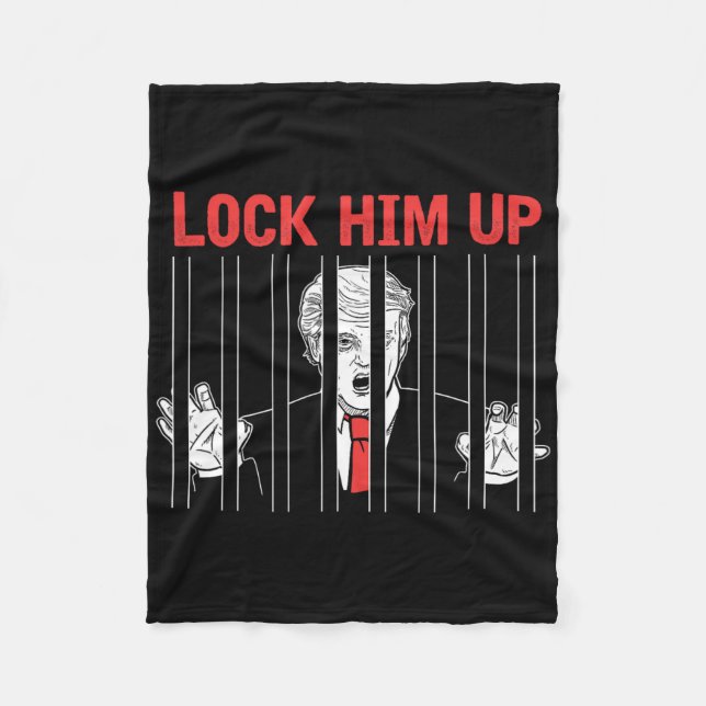 Lock Him Up Anti Trump Protest T Shirt  Fleece Blanket (Front)