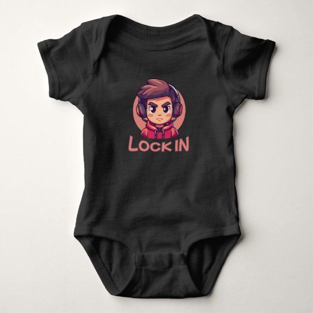 Lock In | Pro Gamer | Streamer Baby Bodysuit (Front)