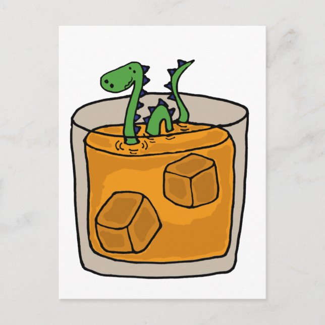 Lock Ness Monster in Scotch Whiskey Glass Postcard (Front)