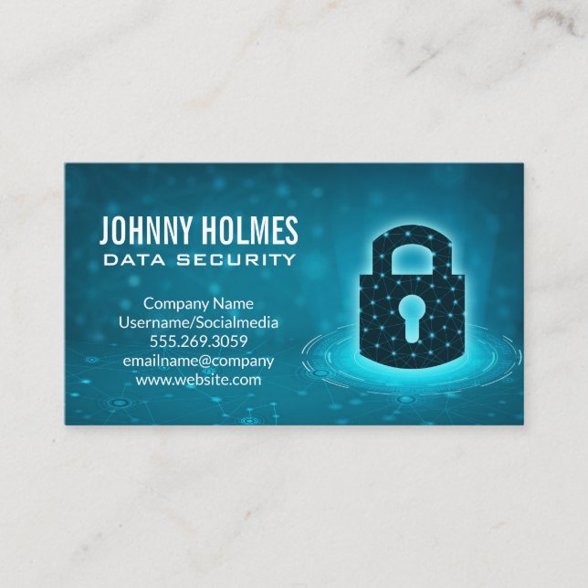 Lock Security Tech System Logo  Business Card (Front)