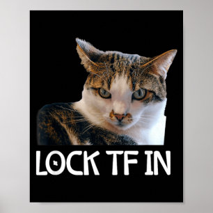 Lock Tf in Cat Focus Mindset Meme Funny Poster