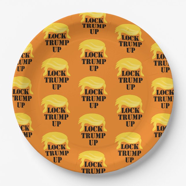 Lock Trump Up Pattern Paper Plate (Front)