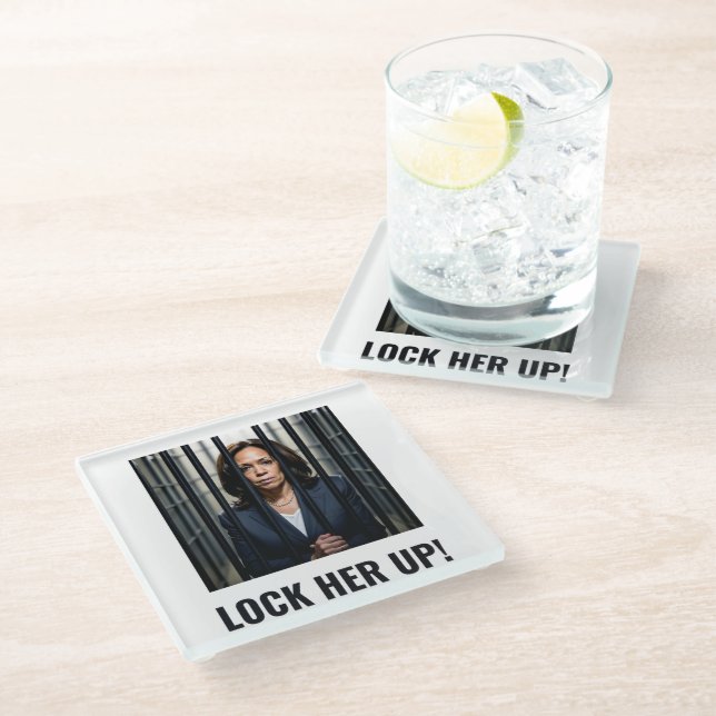 Lock Up Kamala  Glass Coaster (Angled)