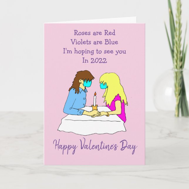 Lockdown Couples Funny Cartoon Valentines Day Card (Front)