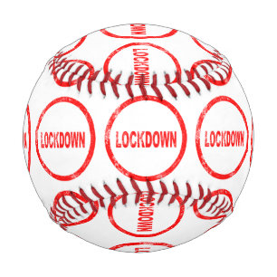 Lockdown Red Rubber Ink Stamp Baseball