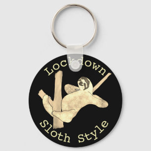 Lockdown Sloth Style Tree Lazy Chilling Animal Art Key Ring