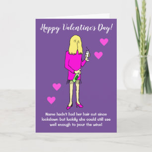 Lockdown Woman Drinking Wine Valentine's Day Card