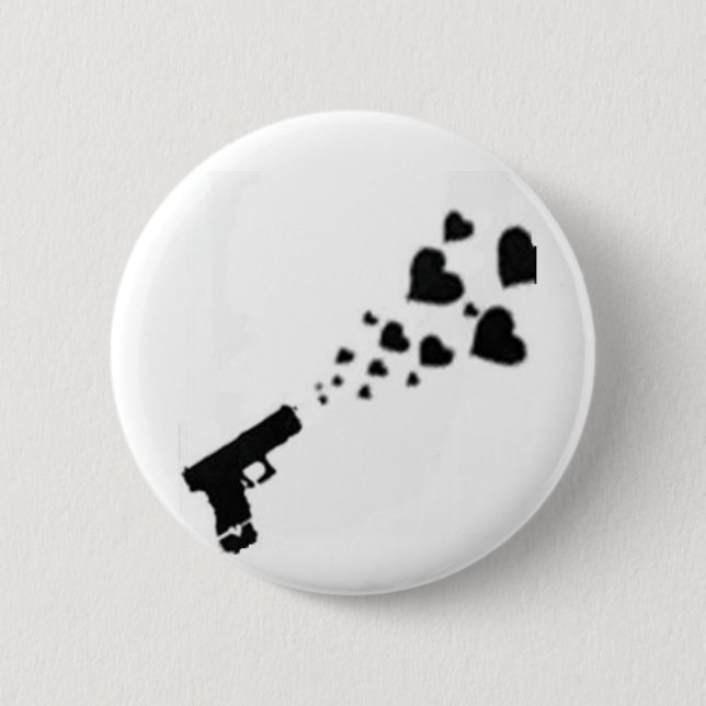 Locked & Loaded With Hearts 6 Cm Round Badge (Front)