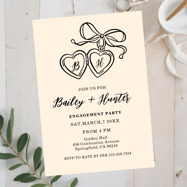 Locket Illustration Heart Locket Engagement Party  Invitation (Creator Uploaded)