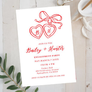 Locket Illustration Heart Locket Engagement Party  Invitation