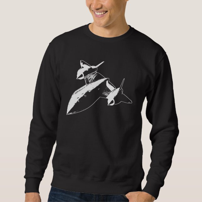 Lockheed SR-71 Men's Dark Sweatshirt White Design (Front)