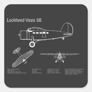Lockheed Vega 5B - Airplane Plans PD Square Sticker