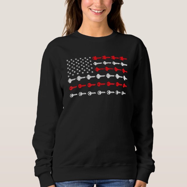 Locksmith American Flag Locksmithing Lock Picker K Sweatshirt (Front)