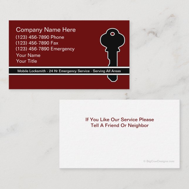 Locksmith Business Cards (Front/Back)