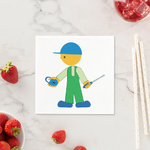 Locksmith Character with Key and Screwdriver Napkin