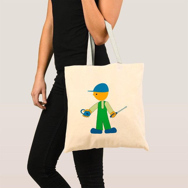 Locksmith Character with Key and Screwdriver Tote Bag (Creator Uploaded)