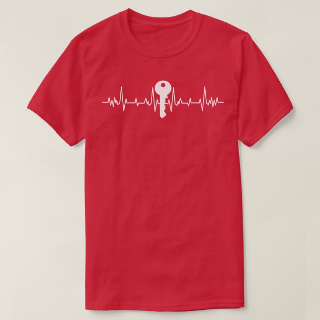 Locksmith Key Heart Beat T-Shirt (Design Front)