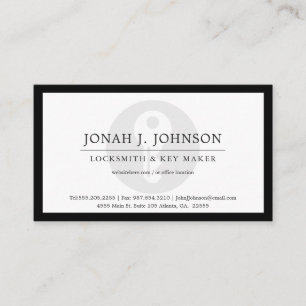 Locksmith & Keymaker   Minimal Key Symbol Blk Edge Business Card