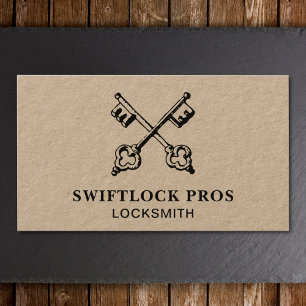 Locksmith Lock Fitter Keys Vintage Kraft Business Card