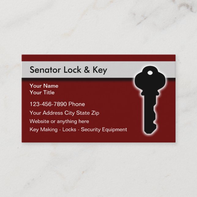 Locksmith Security Theme Editable Business Cards (Front)