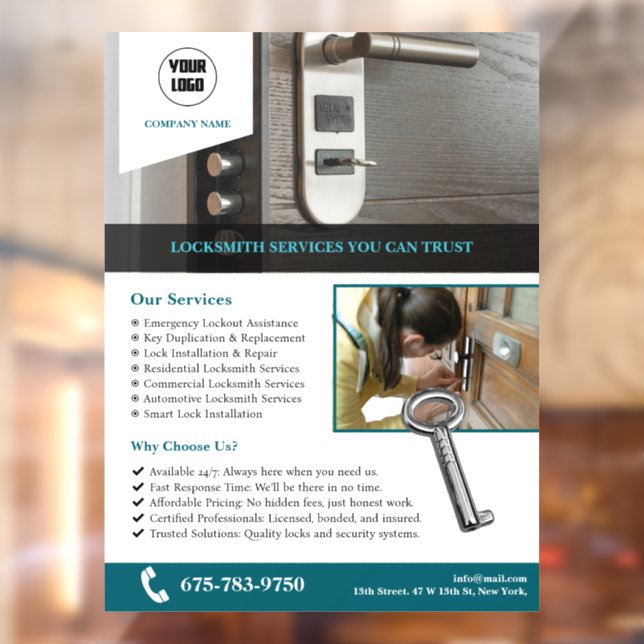 Locksmith Services Editable Window Cling (Sheet 2)
