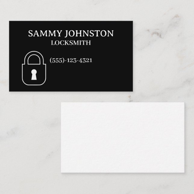 Locksmith With A Padlock Business Card (Front/Back)