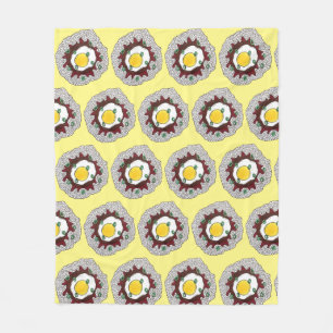 Loco Moco Hawaiian Cuisine Food Rice Hamburger Egg Fleece Blanket