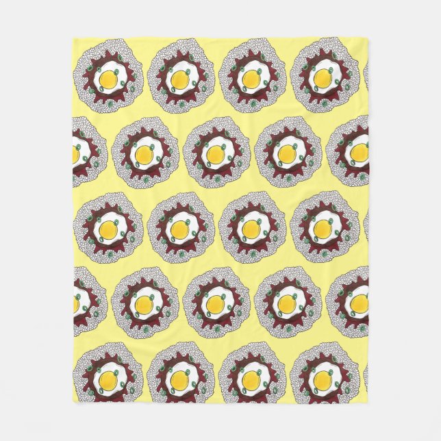 Loco Moco Hawaiian Cuisine Food Rice Hamburger Egg Fleece Blanket (Front)