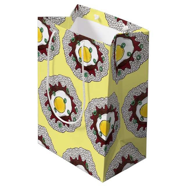 Loco Moco Hawaiian Cuisine Food Rice Hamburger Egg Medium Gift Bag (Back Angled)