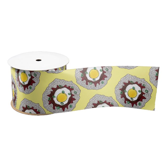 Loco Moco Hawaiian Cuisine Food Rice Hamburger Egg Satin Ribbon (Spool)