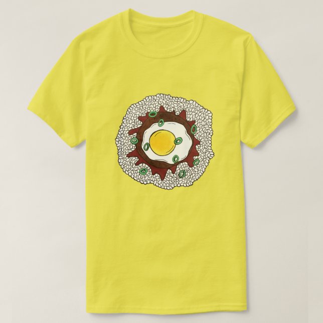 Loco Moco Hawaiian Cuisine Food Rice Hamburger Egg T-Shirt (Design Front)