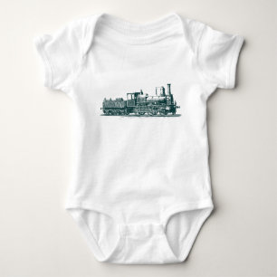 Locomotive - Dark Green Baby Bodysuit