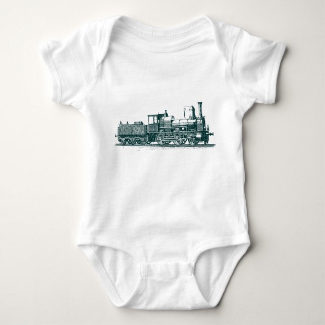 Locomotive - Dark Green Baby Bodysuit (Front)